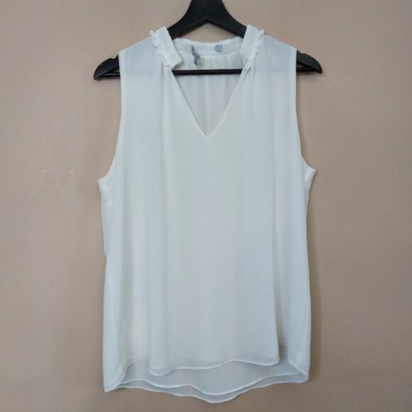 Naked Zebra Tops - Naked Zebra sleeveless v neck ruffle neckline detail size medium